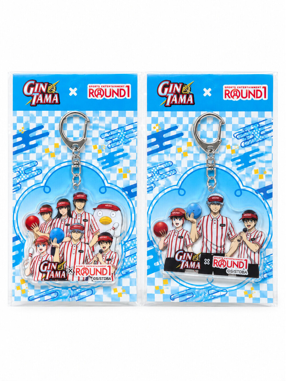 Gintama x ROUND1 Acrylic Keychain Set of 2 Bowling Collab Exclusive Sealed New